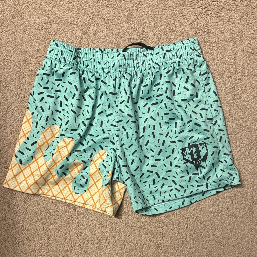 Men's Athletic Shorts in Teal and Orange